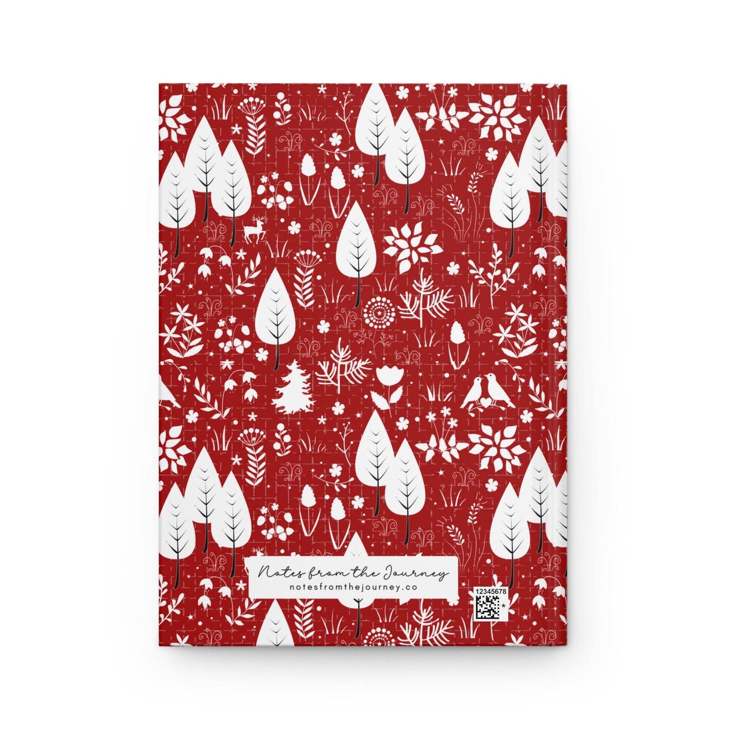 Red and White Christmas journal, with pretty wreath graphic and cursive lettering that says Blessed. Journal is personalized with family last name and the message Our Holiday Memories Through the Years. Beautiful custom Christmas gift for mom.