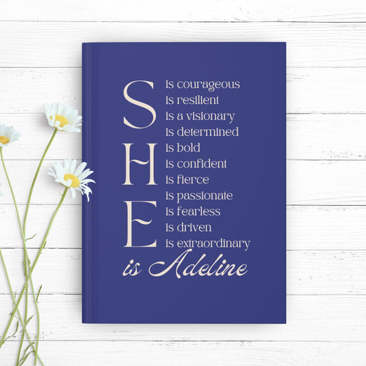 a blue book with a quote on it