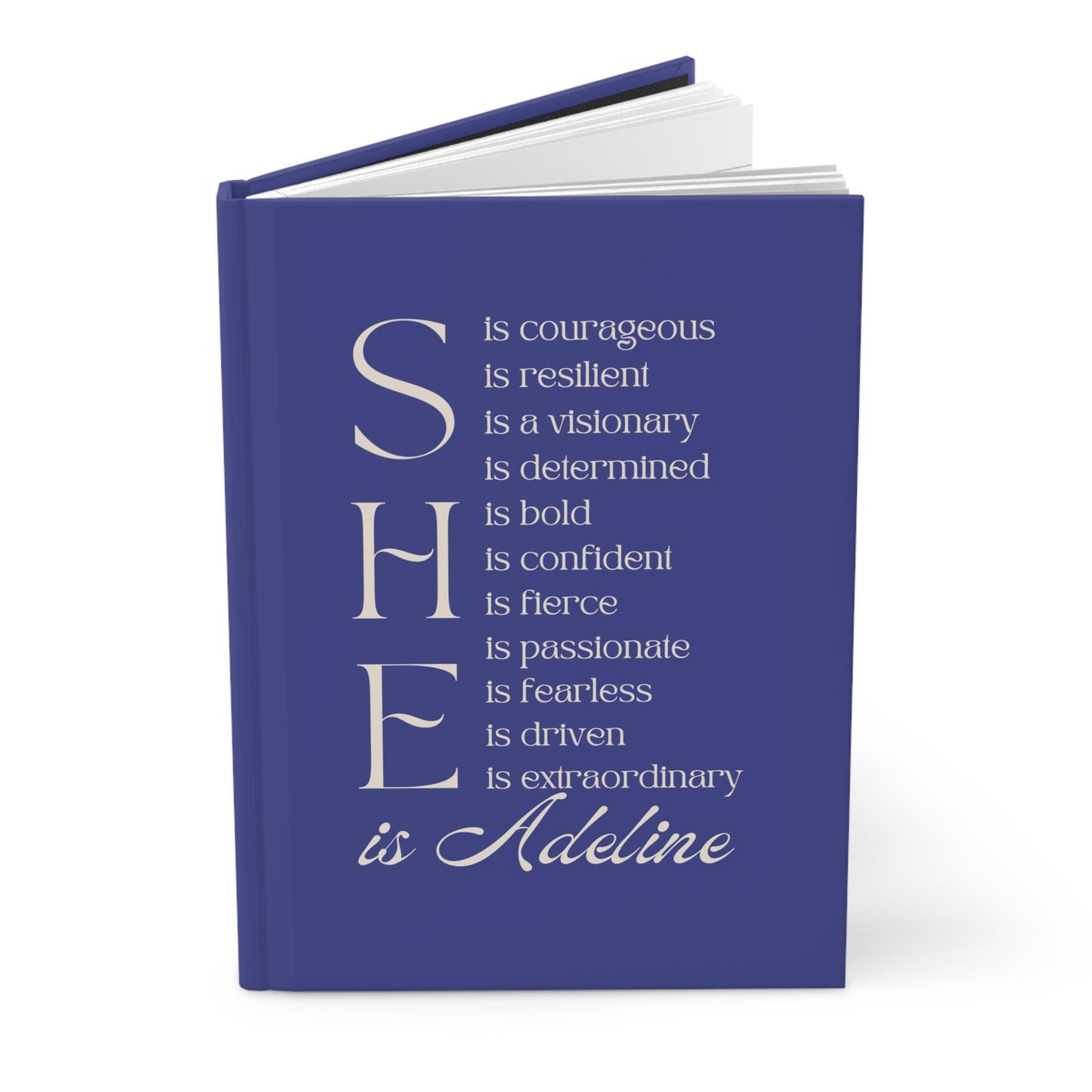 a blue book with a quote on it