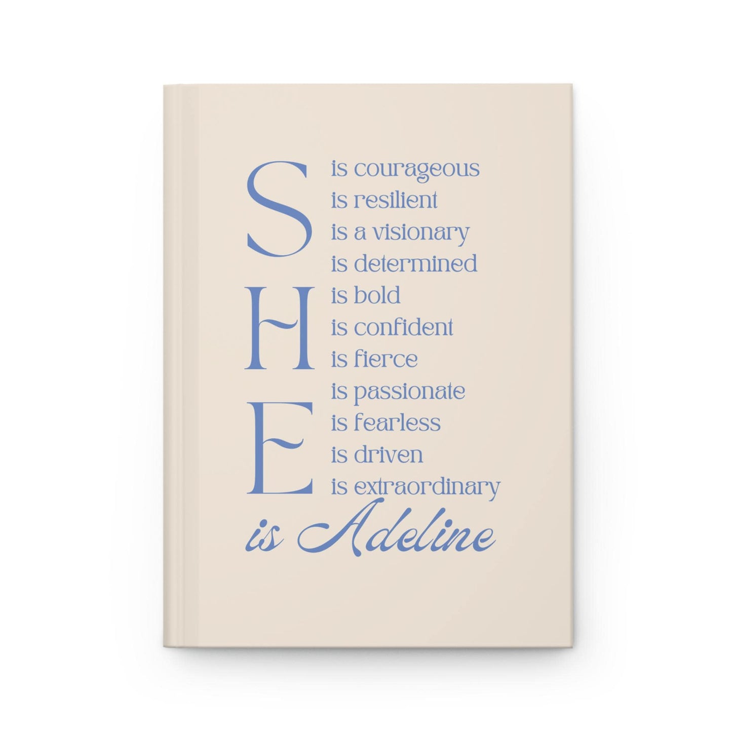 a white book with blue lettering on it